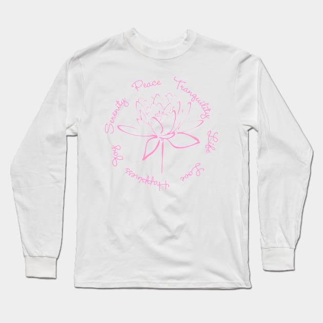 Pink Lotus Serenity Long Sleeve T-Shirt by MakanaheleCreations